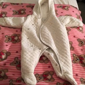 Snowsuit with hooded ears.